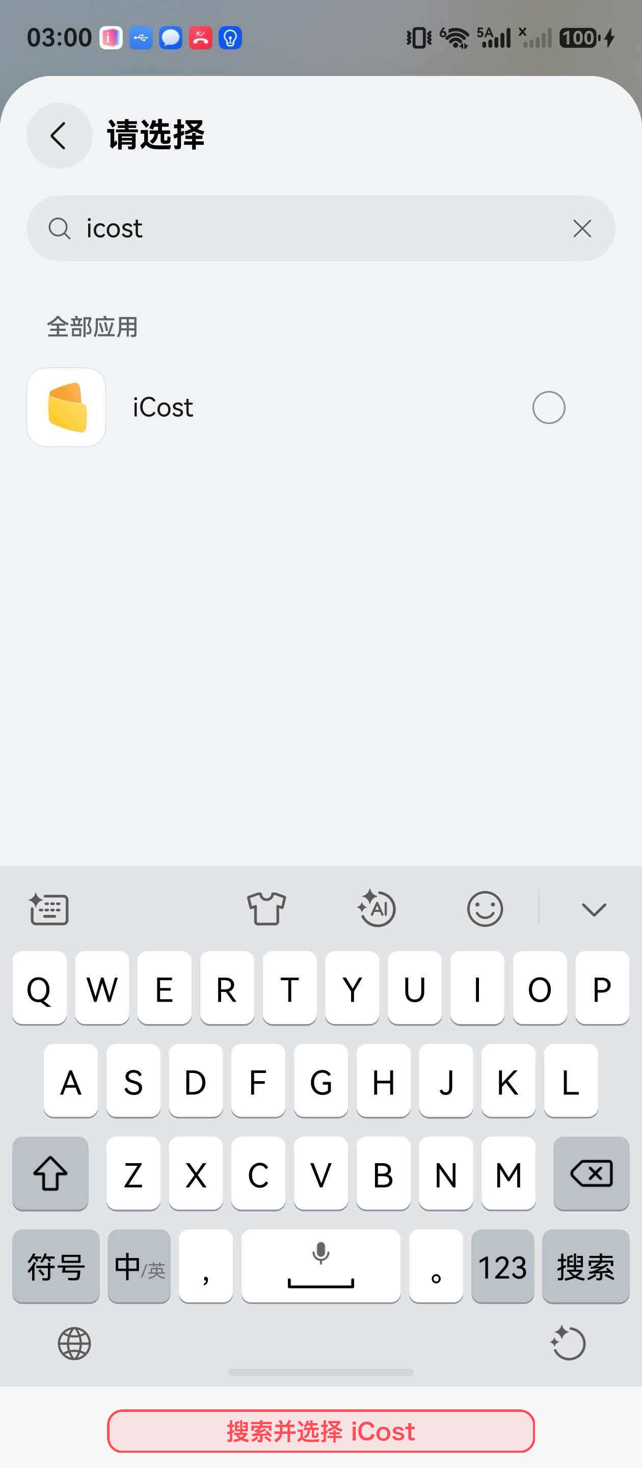 选择 iCost 应用